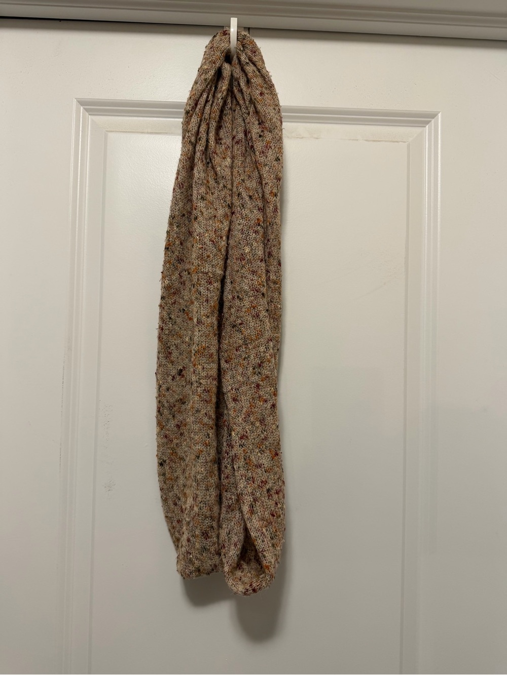 Neutral Speckled Cream Knit Infinity Scarf